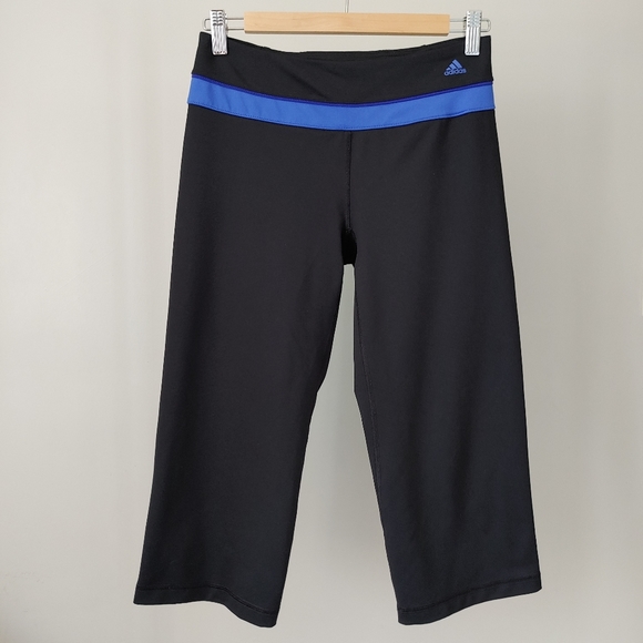 Adidas Crop Capri Pants Black Size Small Yoga Pants - Picture 1 of 9